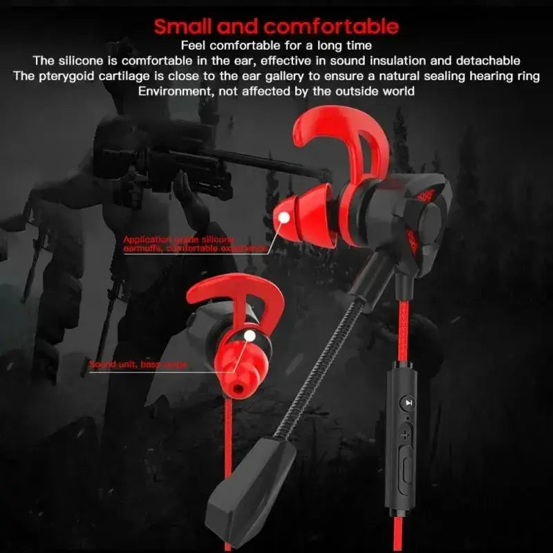 PulseTech Wired Gaming Earbuds With Mic 10mm Graphene Diaphragm Active Noise Cancellation For PUBG PS4 CSGO