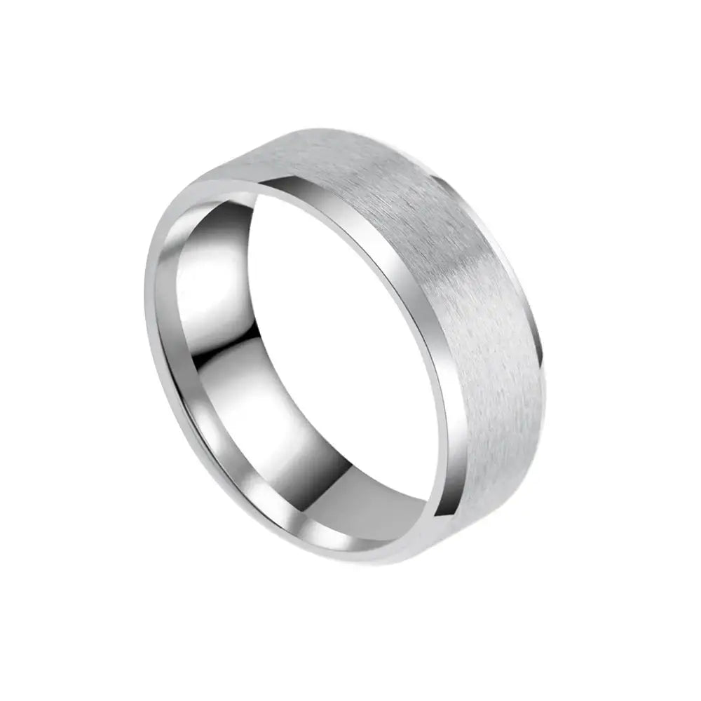 8mm Stainless Steel Black Matte Groove Ring Wholesale For Men Wedding Engagement Party Gift Anniversary Jewelry