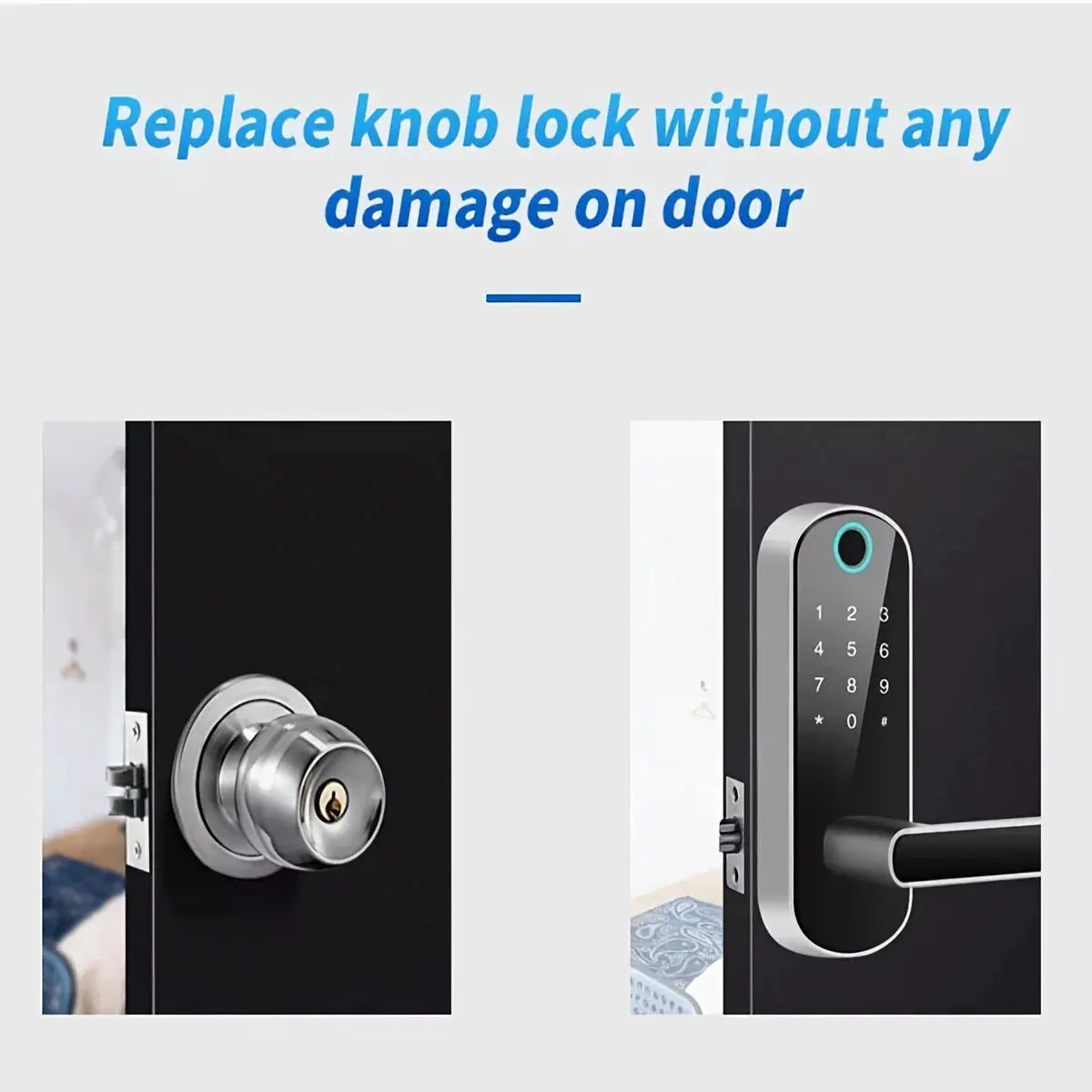 Smart Fingerprint Door Lock With App Control, Keyless Entry, WiFi, NFC, Touchscreen, IP67 Waterproof, 2 IC Cards