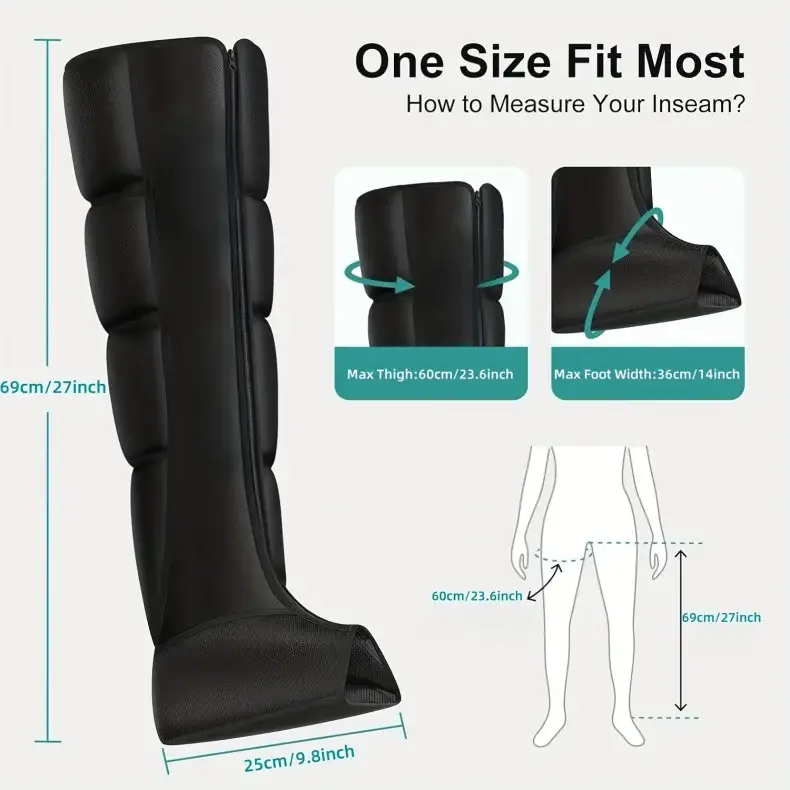 Air Pressure Leg Massager Boots by Simples Market, black calf massage with remote control.