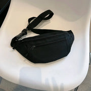 Fanny pack by Simples Market, black nylon waist bag with adjustable strap and dual zip pockets