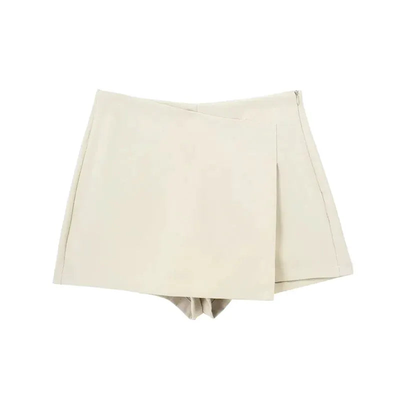 Womens 2025 Asymmetric Skort High Waist Black Skirt Shorts With Stretch Polyester For Women