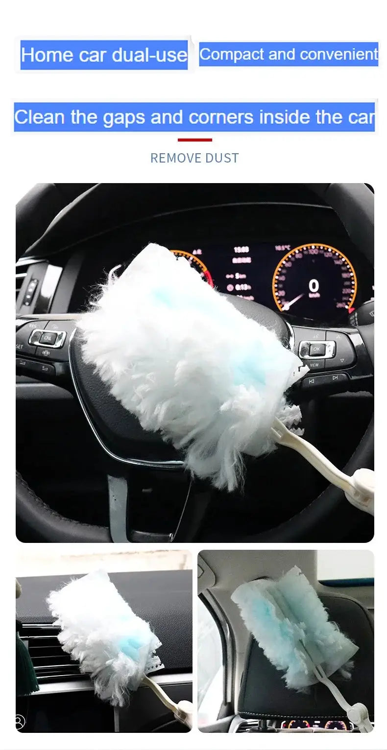Disposable duster refills for Swiffer Duster; 10-count with white fluffy microfiber heads and blue centers