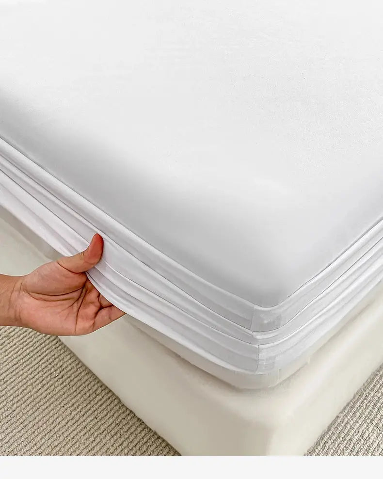Fitted bed sheet with elastic band, solid white, for single to king beds