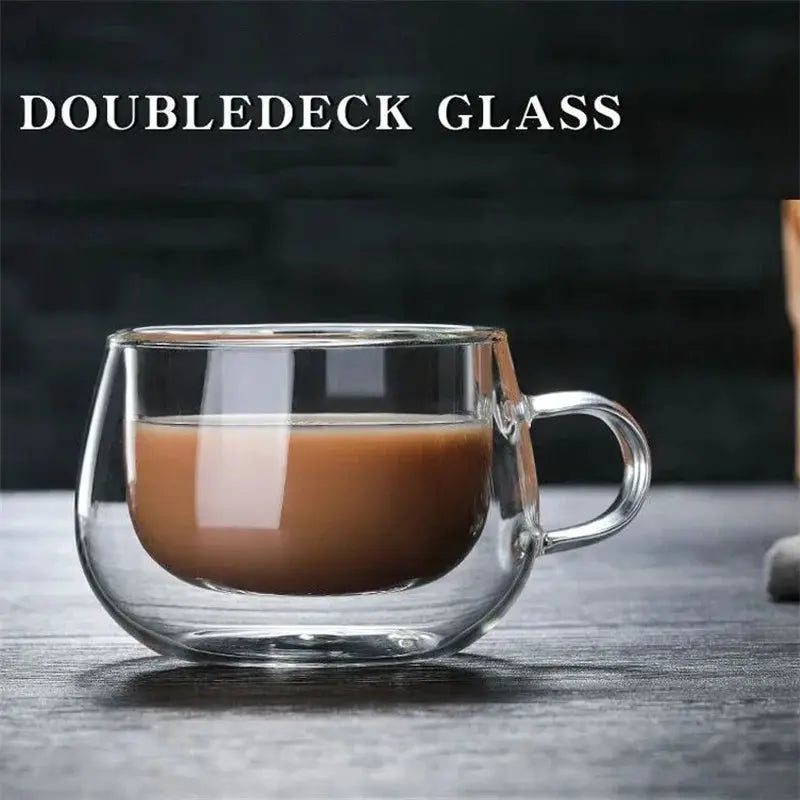 150-350ml Double Wall Borosilicate Glass Mug With Handle Coffee Cup