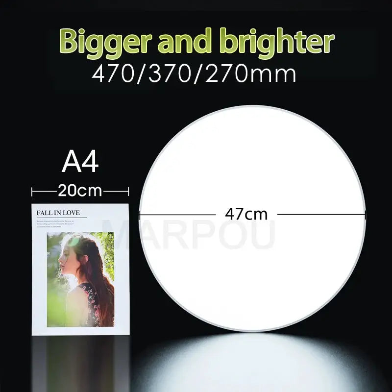 MARPOU smart ceiling lamp, round white LED panel 47 cm diameter with remote control, dimmable for bedroom
