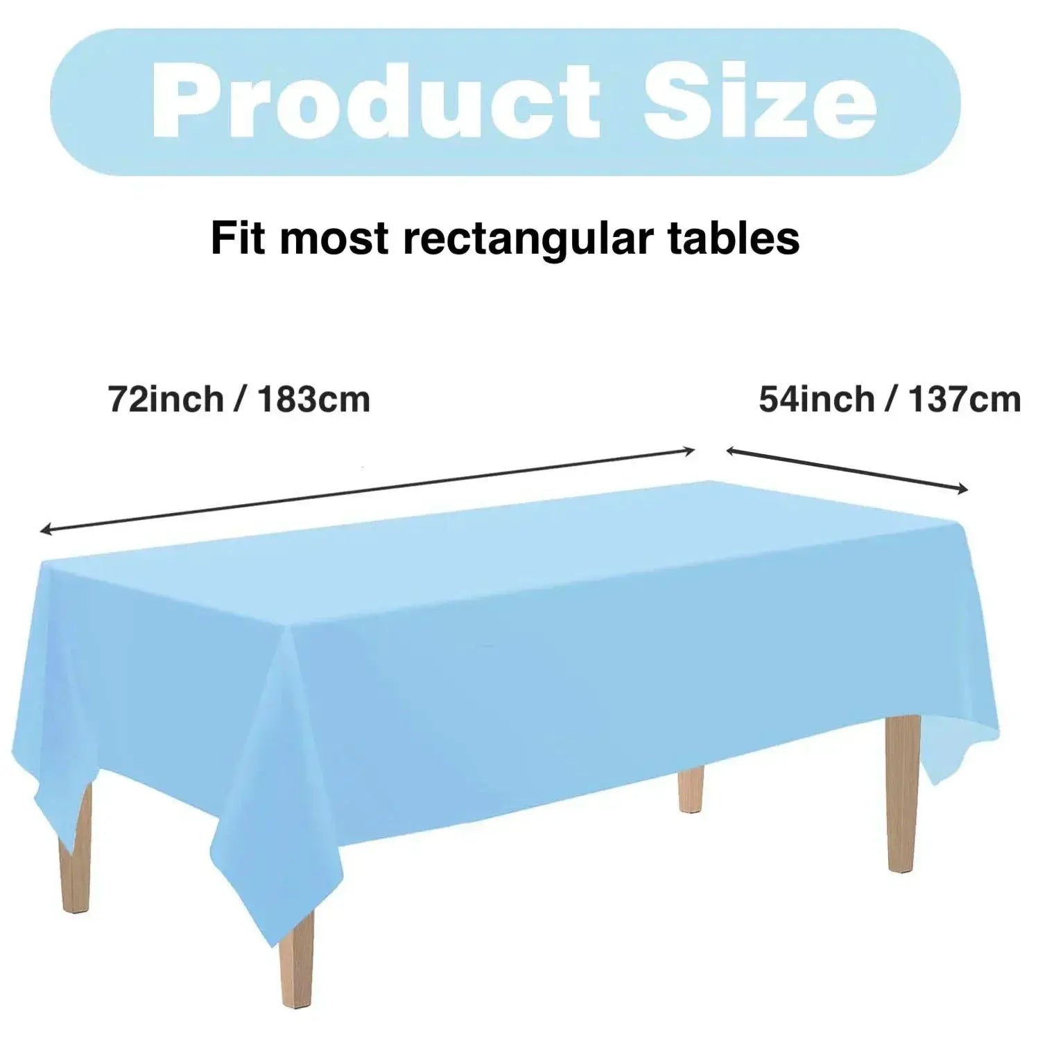 Plastic Disposable Table Cover 137x183cm Waterproof Rectangle For Birthday Parties Weddings Christmas New Year Events