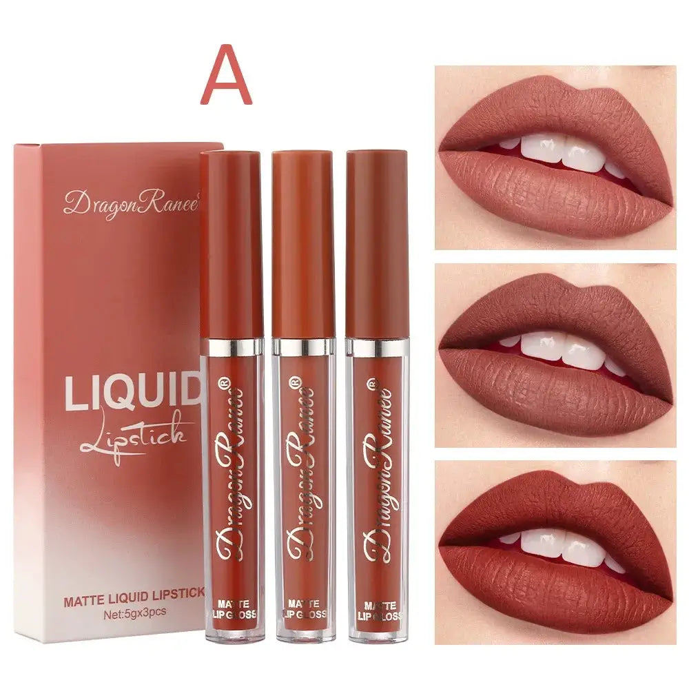 Korean Beauty 3 Piece Liquid Lipstick Set Long Lasting Matte Waterproof Formula Collection
