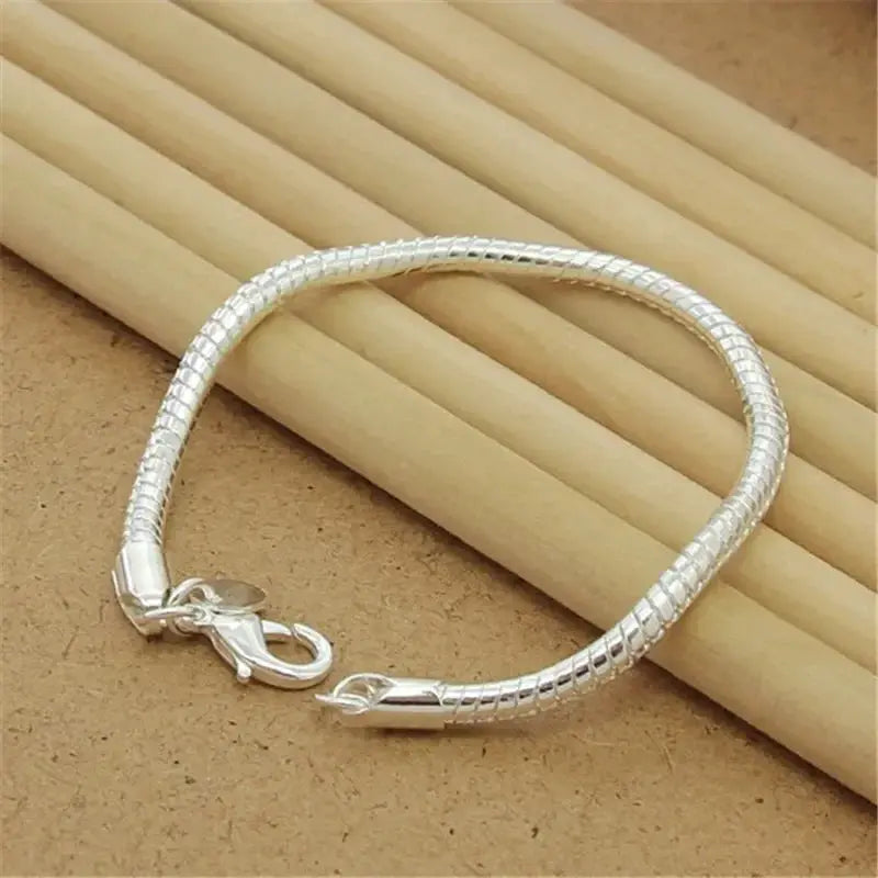 925 Sterling Silver Fine Chain Bracelet For Women And Men With Charms Wedding Gift Fashion Jewelry