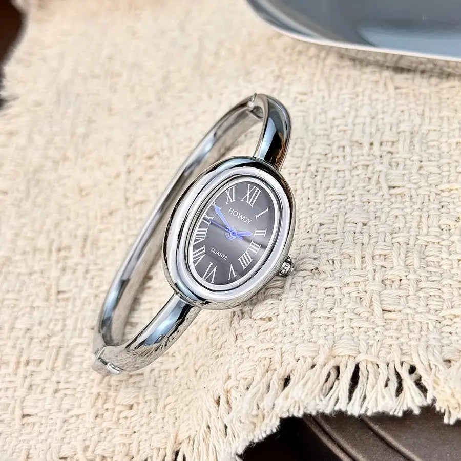 Luxora Bath Tub Bracelet Watch For Women With Oval Quartz Case And Small Dial Roman Numerals