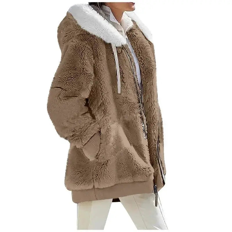 EverCozy Women Hooded Fleece Jacket Thick Warmth Casual Streetwear for Autumn and Winter