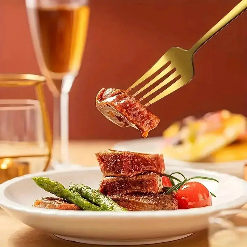 Stainless Steel Gold Tableware Fork Set 8 12 16 Pieces Dinner Forks Salad Forks Fruit Forks For Restaurant Banquet