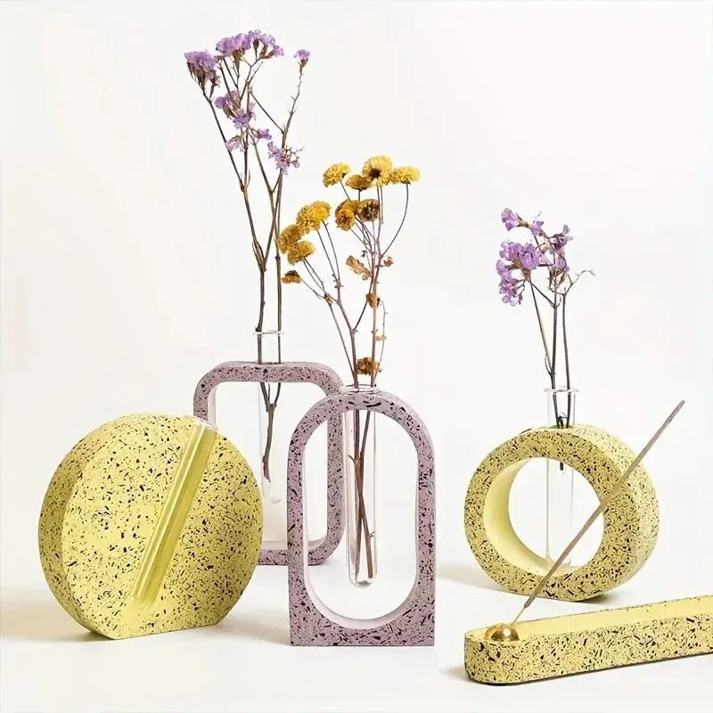 DIY Arched Flower Pot Silicone Mold For Rectangular And Round Pots Hydroponics Vase Making Plaster Resin Casting Molds - Simples Market