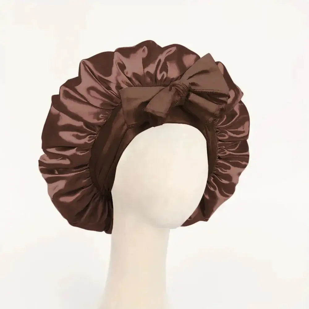 SilkNest Satin Silk Bonnet Adjustable Sleep Cap With Tie Band For Frizz Free Hair Keeps Hair Smooth Overnight