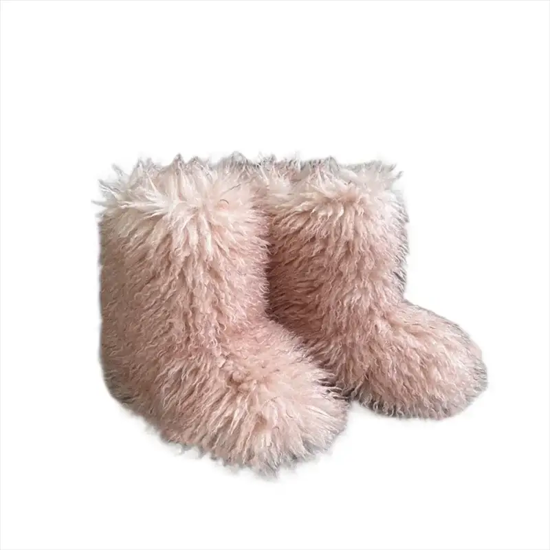 EverWarm Raccoon Fur Mid Calf Winter Snow Boots With Plush Insole And Short Plush Lining For All Day Warmth