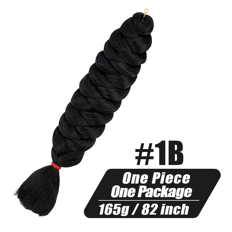 Braiding hair extension 1B black jumbo Kanekalon, 82-inch, 165g, single bundle