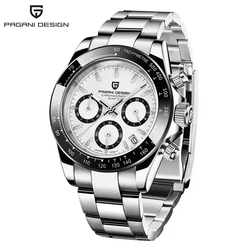 Pagani Design V2 40mm Classic Business Quartz Watch with Multi Time Zone Chronograph Sapphire Crystal for Men
