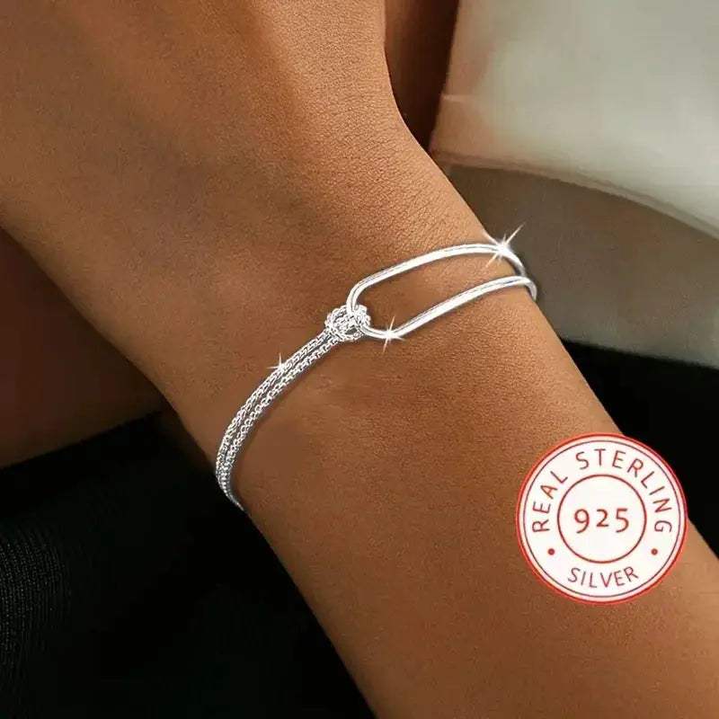 New S925 Silver Minimalist Geometric Collage Bracelet Womens Jewelry Exquisite And Elegant Gifts