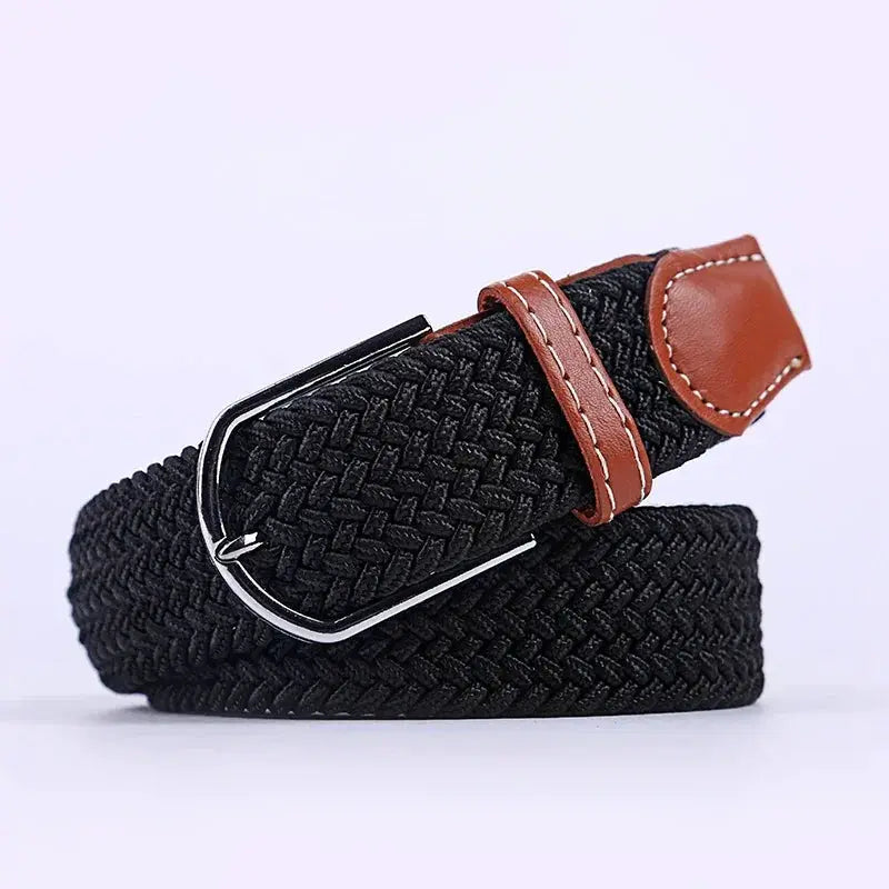 UrbanFlex Unisex Knitted Pin Buckle Belt Elastic Braided Canvas Stretch For Comfortable Jeans Wear