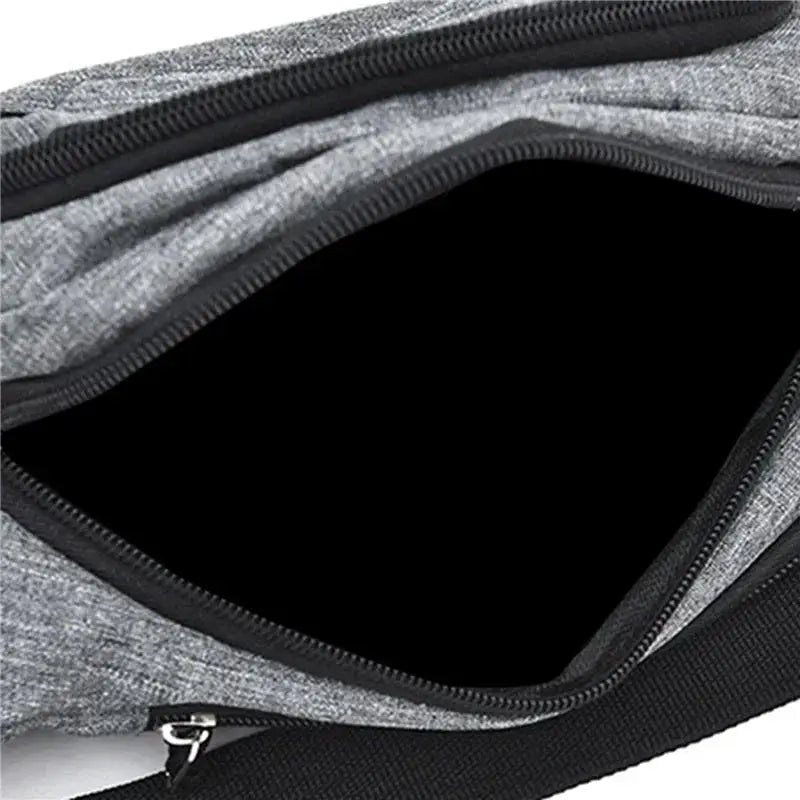 Waist bag, grey heather fabric, anti-splash and wear-resistant, large-capacity with adjustable strap