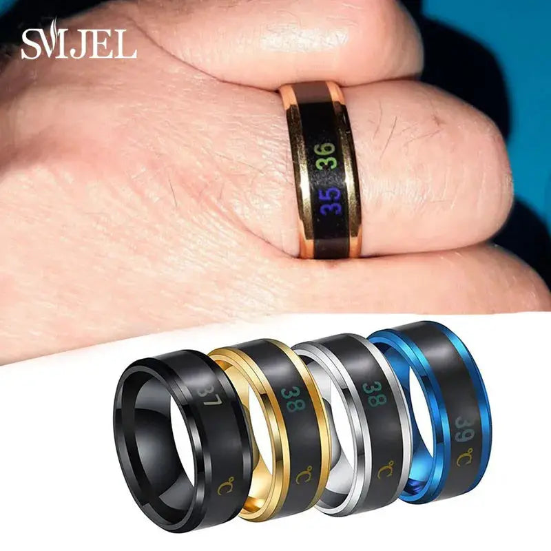 Smart Stainless Steel Sensor Body Temperature Ring With Real Time Display For Couples Multifunctional Monitoring