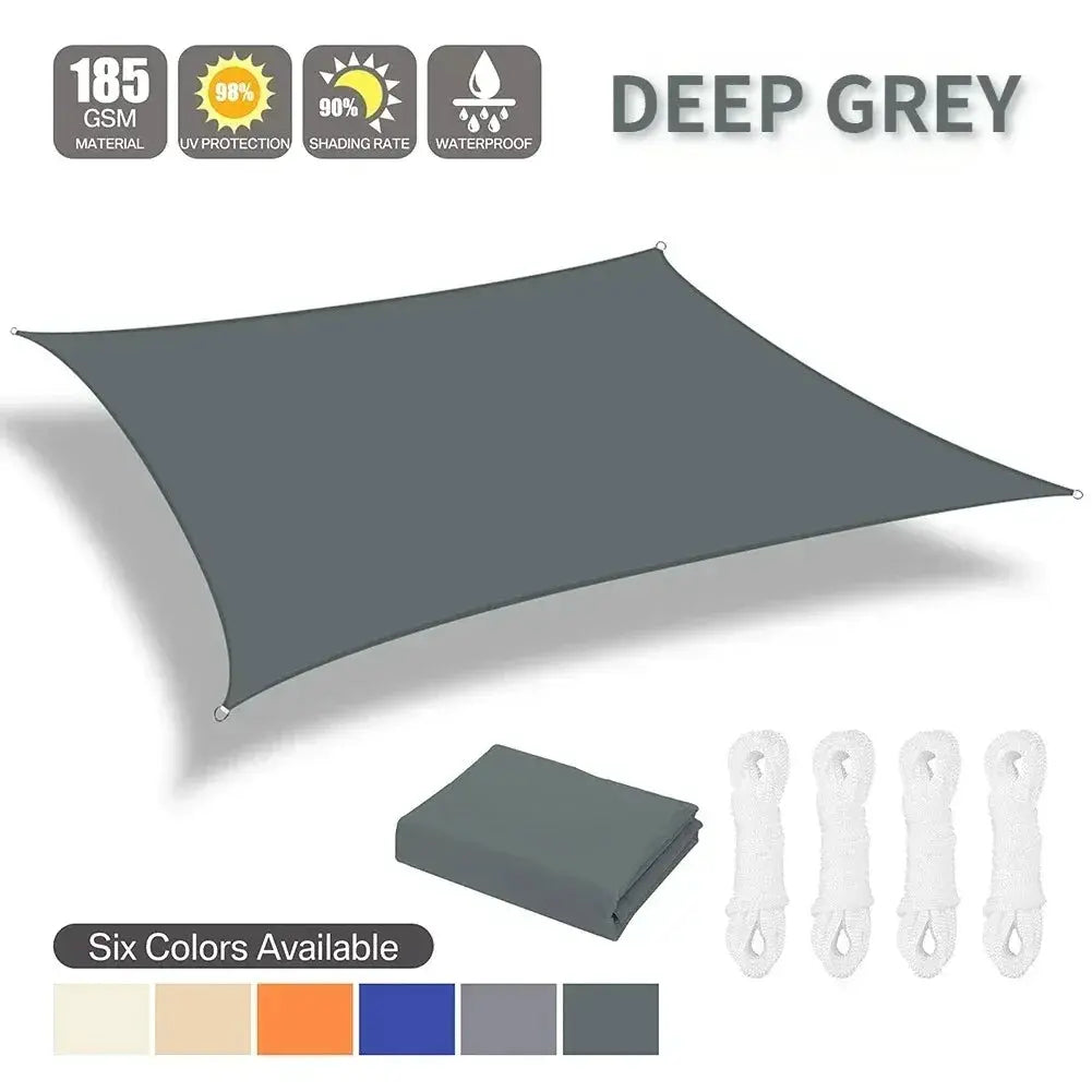 Sun shade sail by Simples Market, deep grey 2x3/3x4/4x5/5x6m, waterproof outdoor canopy with 4 tie ropes