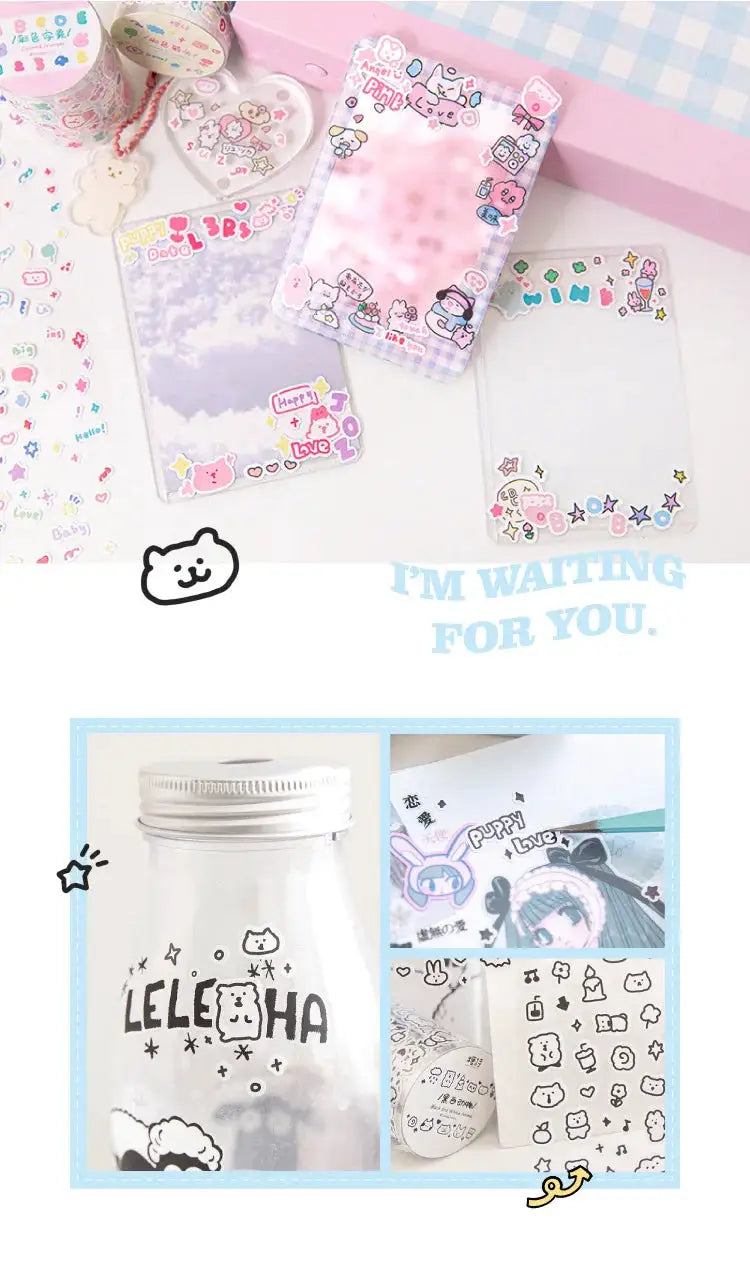 Mr.paper 200cm hand-drawn washi tape set from Simples Market for cute planner stickers; pastel pink, purple, blue