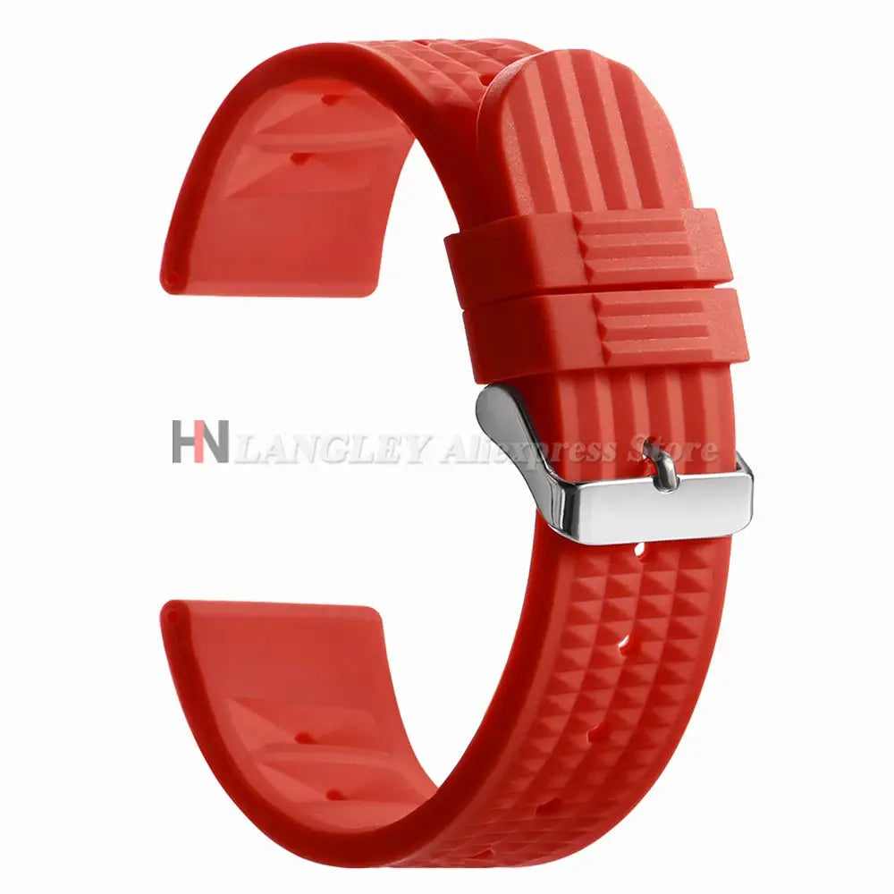 Watchdives Soft Rubber Waffle Strap 20mm 22mm Silicone Diver Watchband For Seiko SKX007 Waterproof