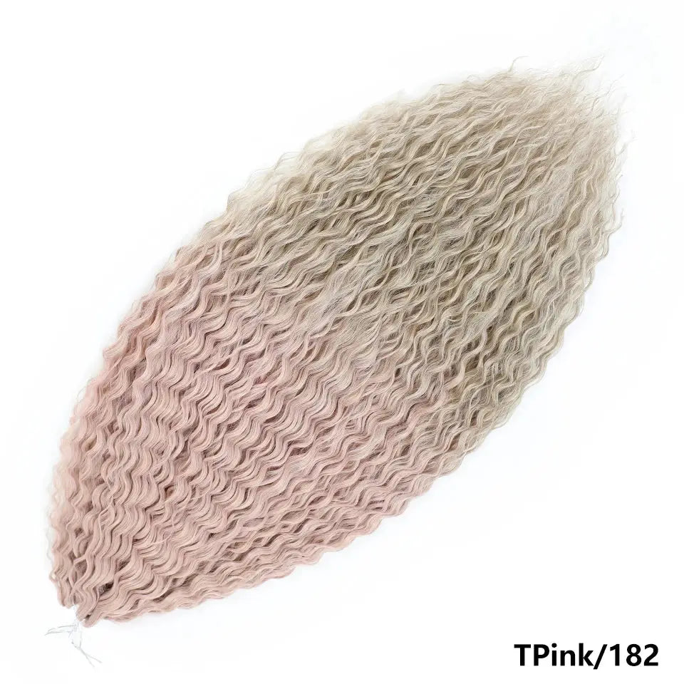 Ariel Curls water-wave crochet hair in pink-to-blonde ombre, synthetic braiding extensions by Simples Market