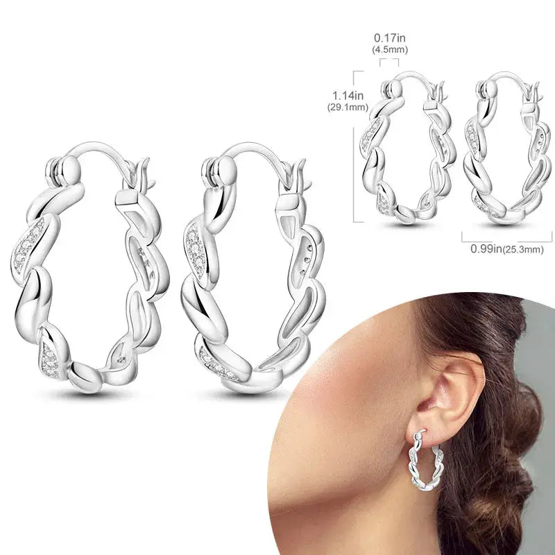 925 Sterling Silver Hoop Earrings Hypoallergenic Zirconia Hoops For Women Girls High Quality Fashion Jewelry