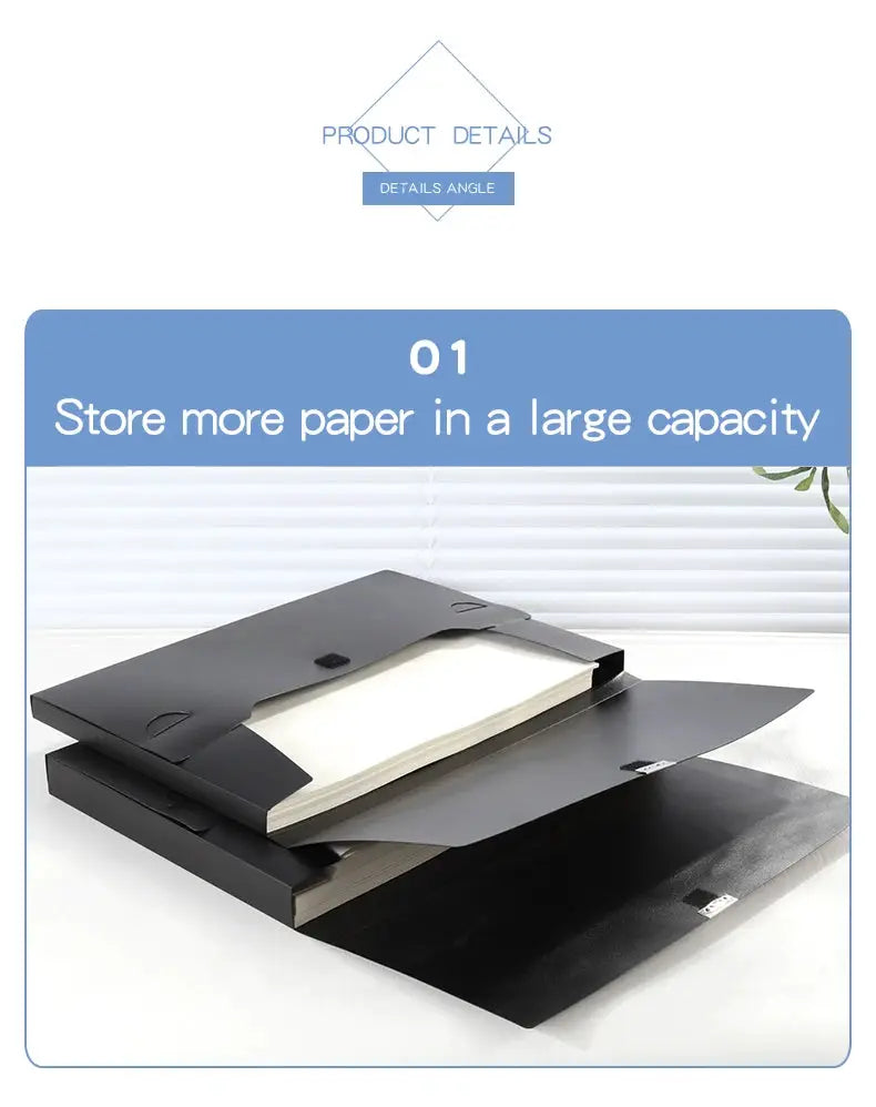 Simples Market A3 document file box, black plastic with foldable buckle lid, large capacity for papers