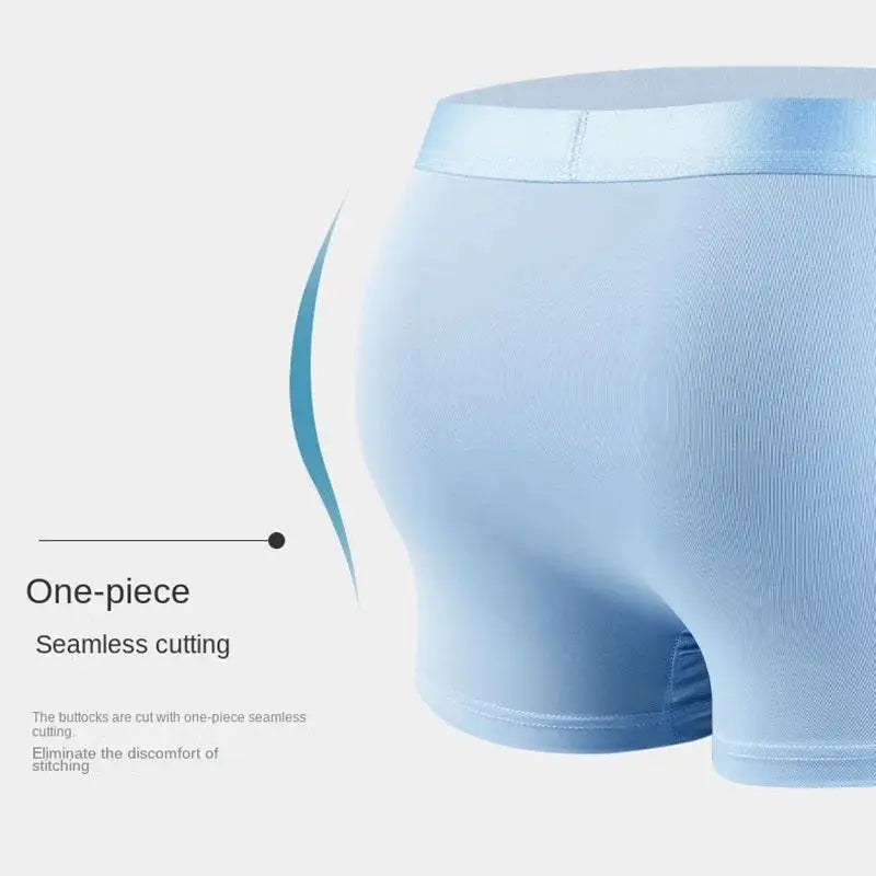4pcs men's boxer shorts in light blue ice-silk fabric; Simples Market seamless one-piece breathable underwear