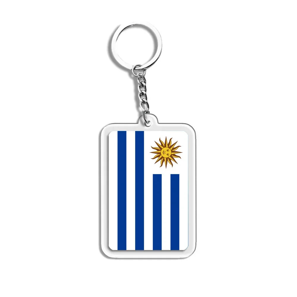 National Flags Keychain Set With Glass Inlay Ten Flags Zinc Alloy