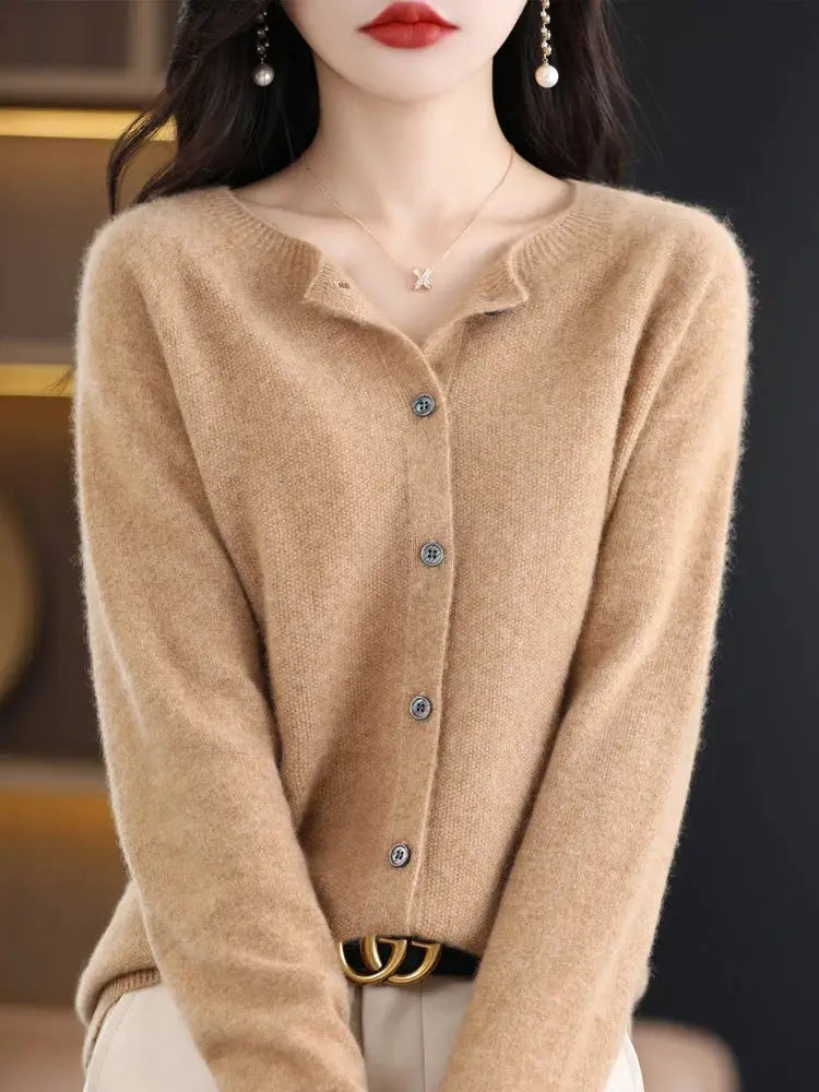 Everluxe Merino Wool Cardigan For Women With One Hundred Percent Australian Merino Softness For Autumn And Winter