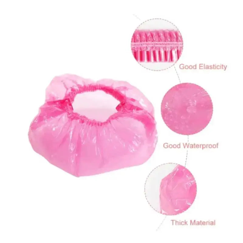 80 Pack Waterproof Disposable Shower Caps For Women With Elastic Band Thickened PE Plastic Head Cover For Hair Dye