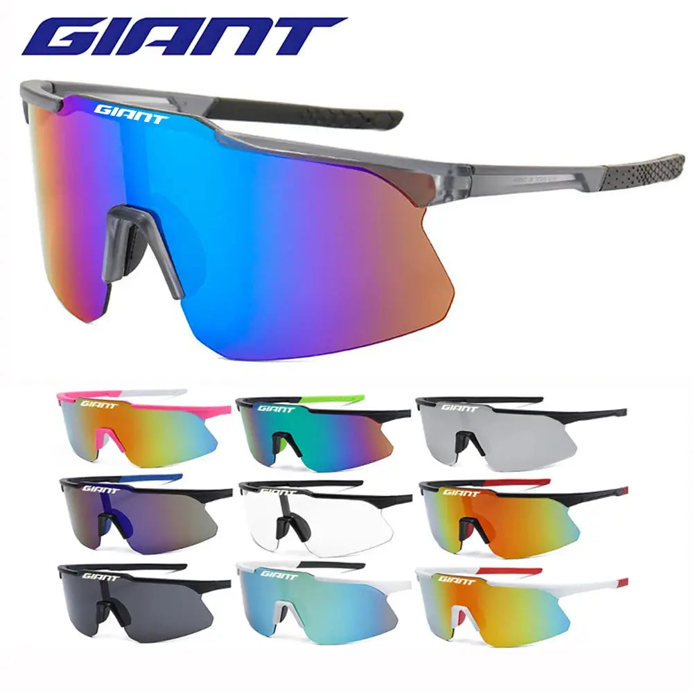 Giant cycling sunglasses with UV400 mirrored lenses, TR90 frame, anti-fog; 9 color variants