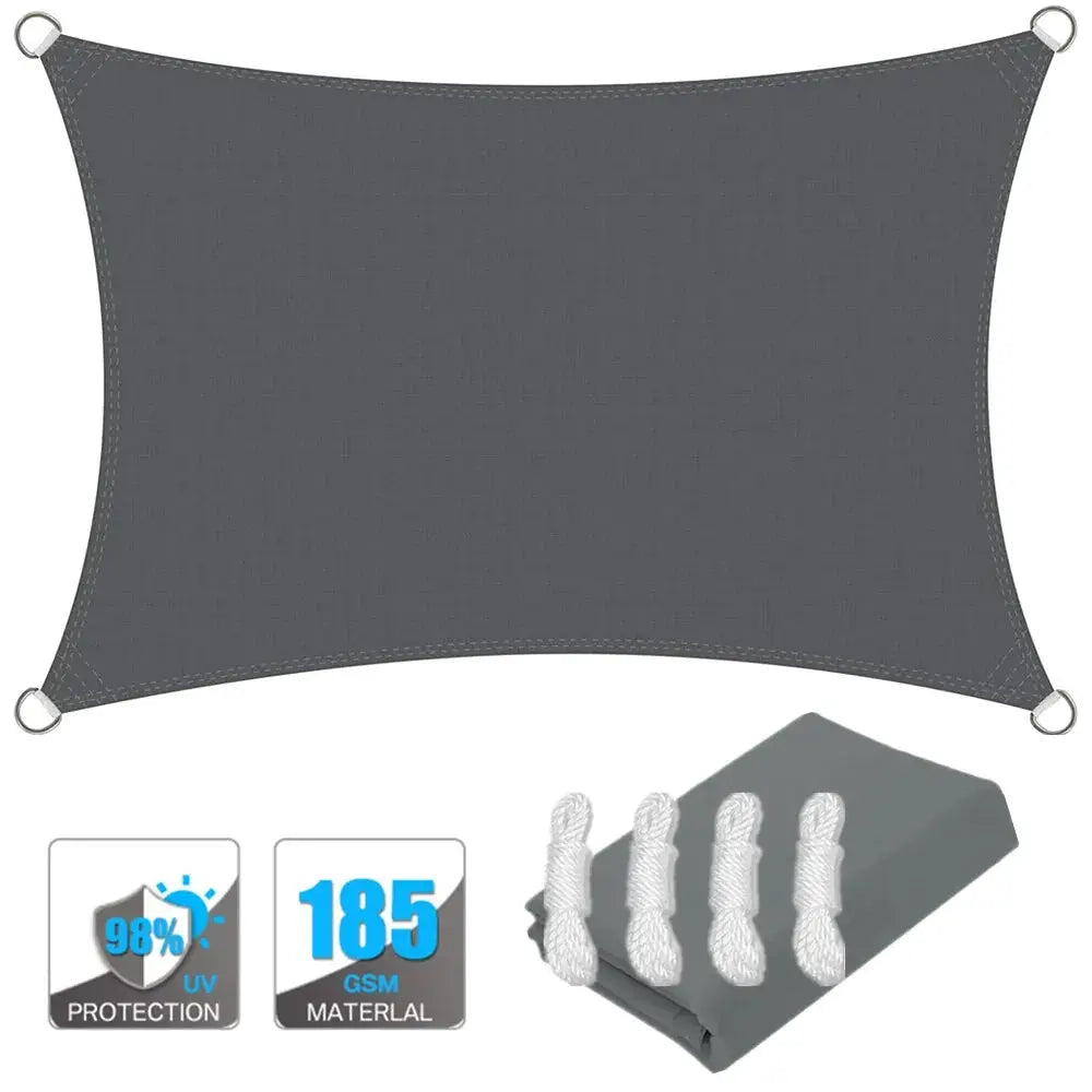 Simples Market gray waterproof sun shade sail canopy rectangle with four attachment ropes and UV protection