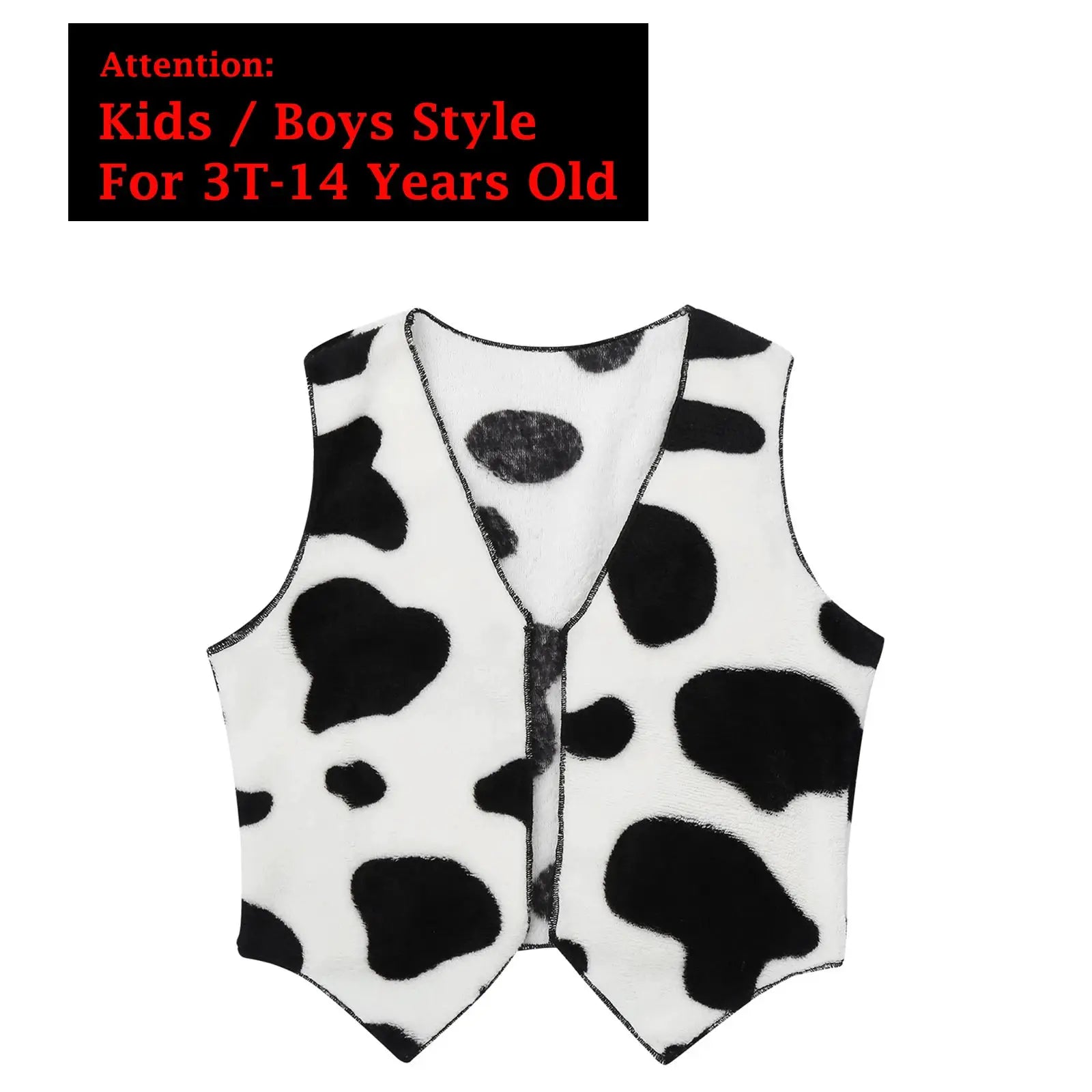 Men's cow-print flannel sleeveless vest with open front