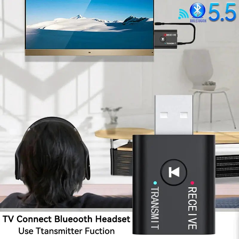 Bluetooth 5.0 Transmitter And Receiver Dongle 3.5mm AUX RCA USB Wireless Adapter For TV Car PC Speaker Headphones