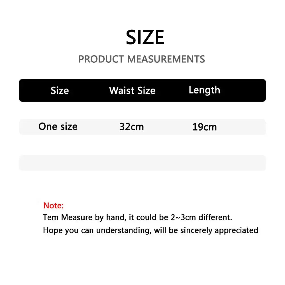 Simples Market women's panties size chart showing one size with 32cm waist and 19cm length, measurement note.