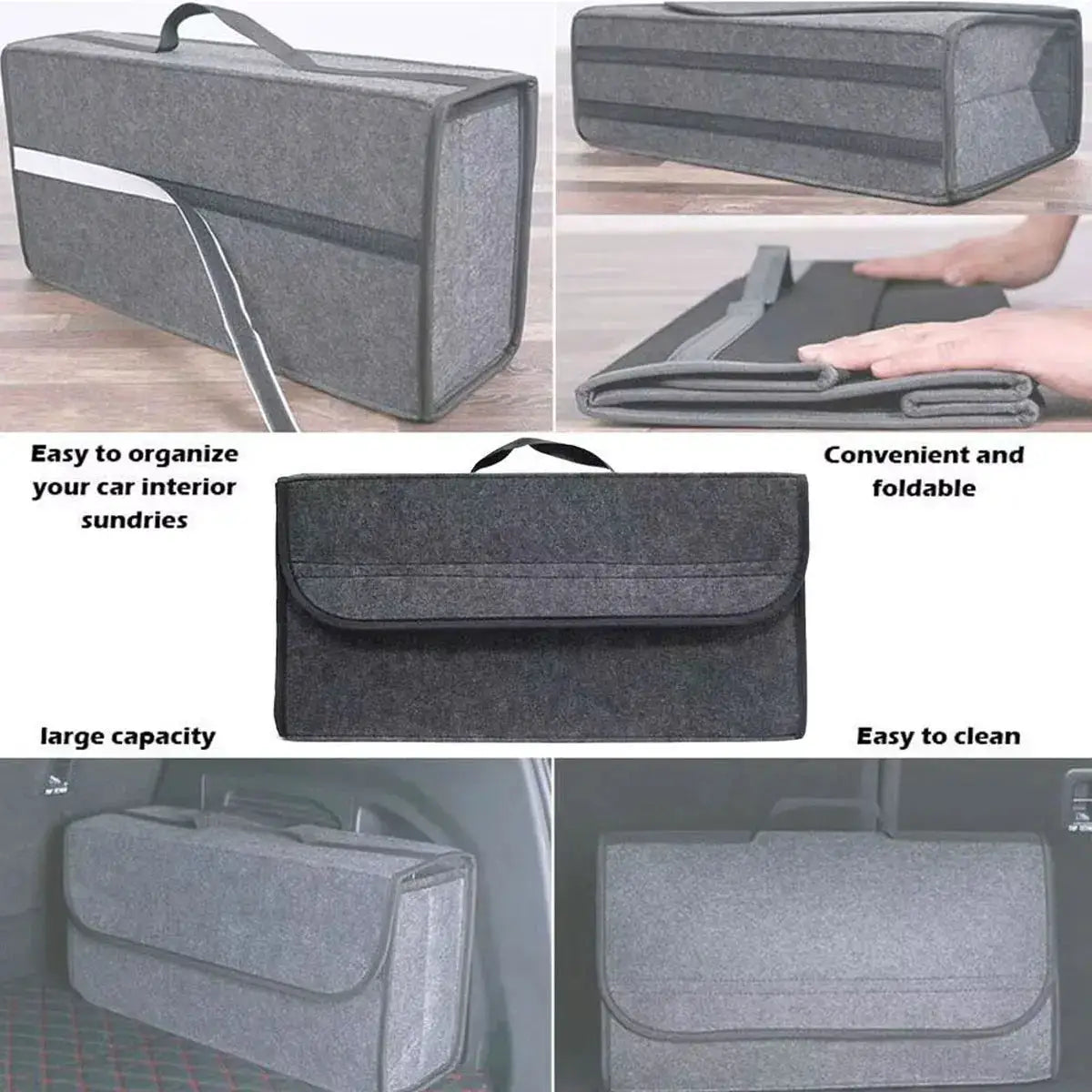 CarViva Car Trunk Organizer Foldable Felt Storage Box Portable Anti Slip Interior Keeps Trunk Neat And Tidy