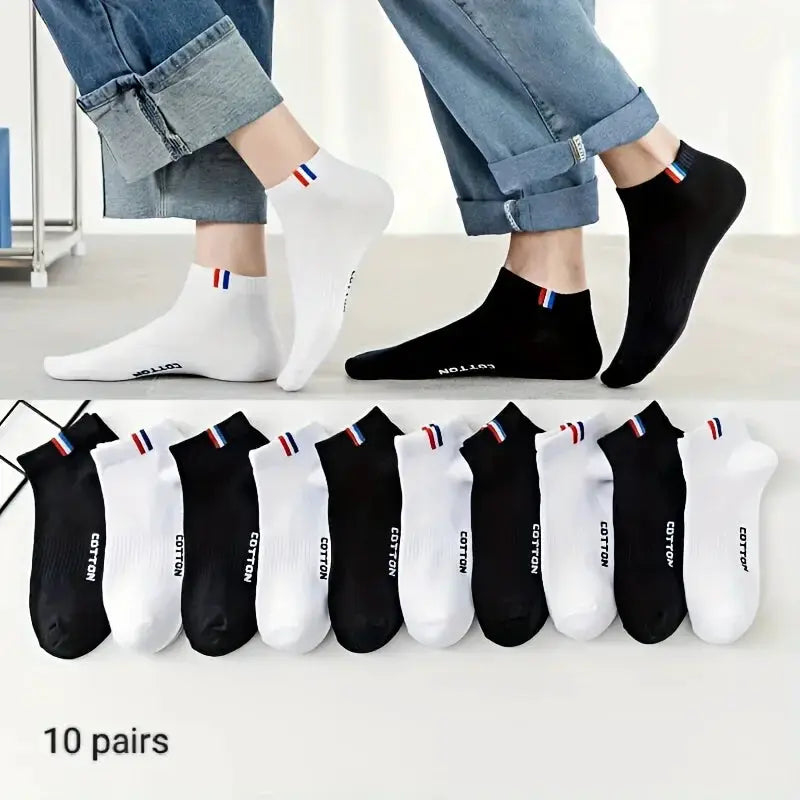 Men's Simple Solid Liner Anklet Socks Pack Of 5 Or 10 Pairs Breathable Soft Sweat Absorbent For Outdoor Wear