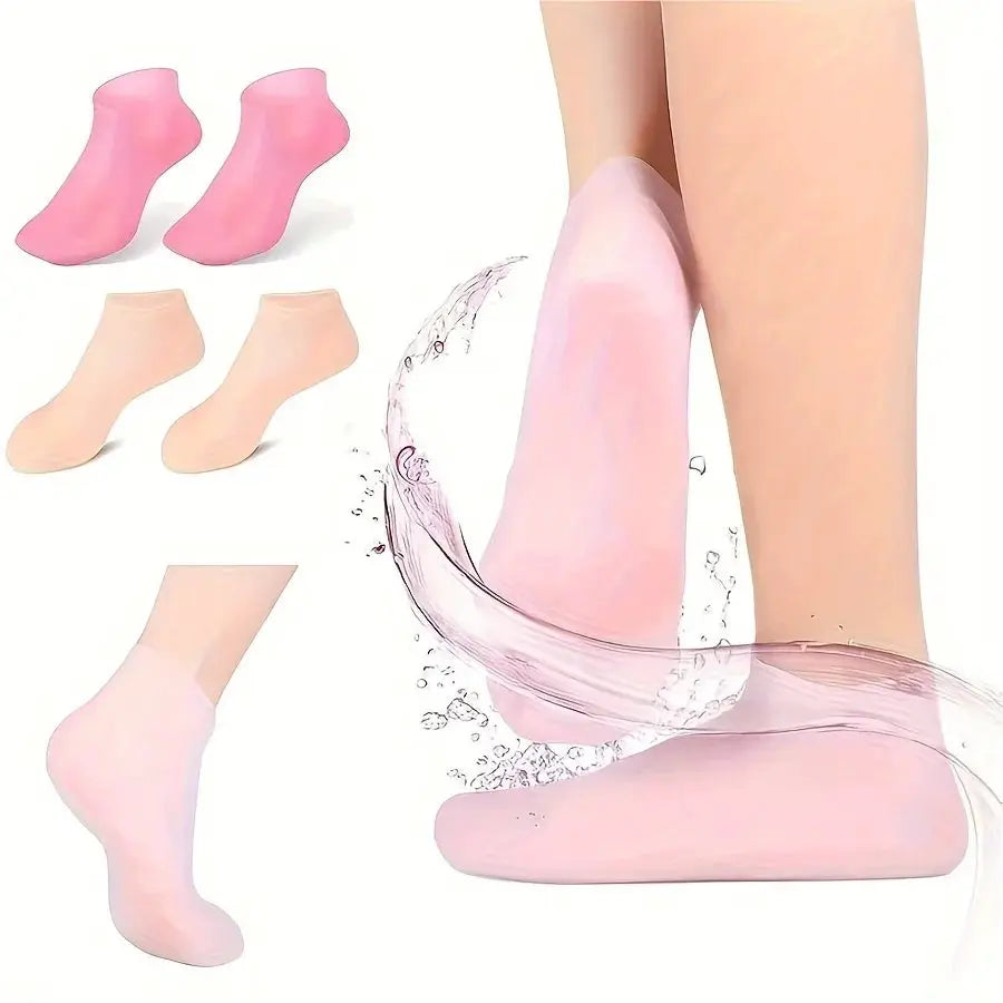 1 Pair Silicone Gel Moisturizing Foot Socks For Dry Cracked Feet With Soothing Massage Pedicure Care