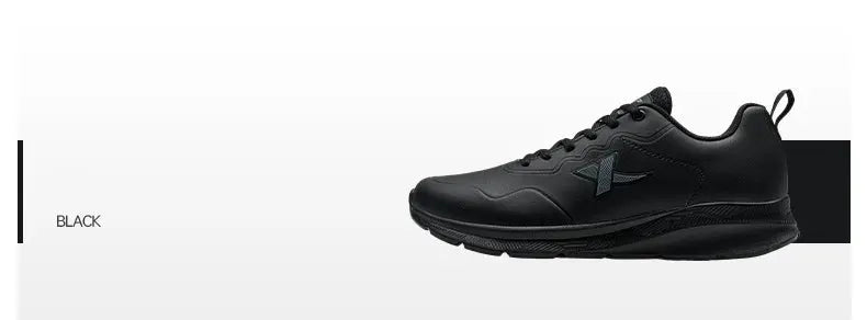 Xtep men's black leather waterproof running shoe with cushioned sole