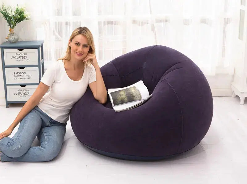 Simples Market large purple inflatable PVC sofa lounger, bean-bag style living room chair.