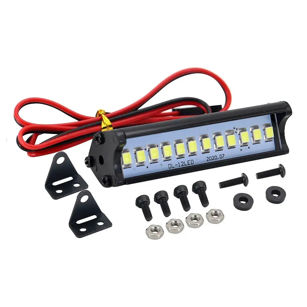 RC Car Roof LED Light Bar 53 to 149 mm Adjustable for One Tenth and One Eighth Scale Crawlers Fits TRX4 And SCX10
