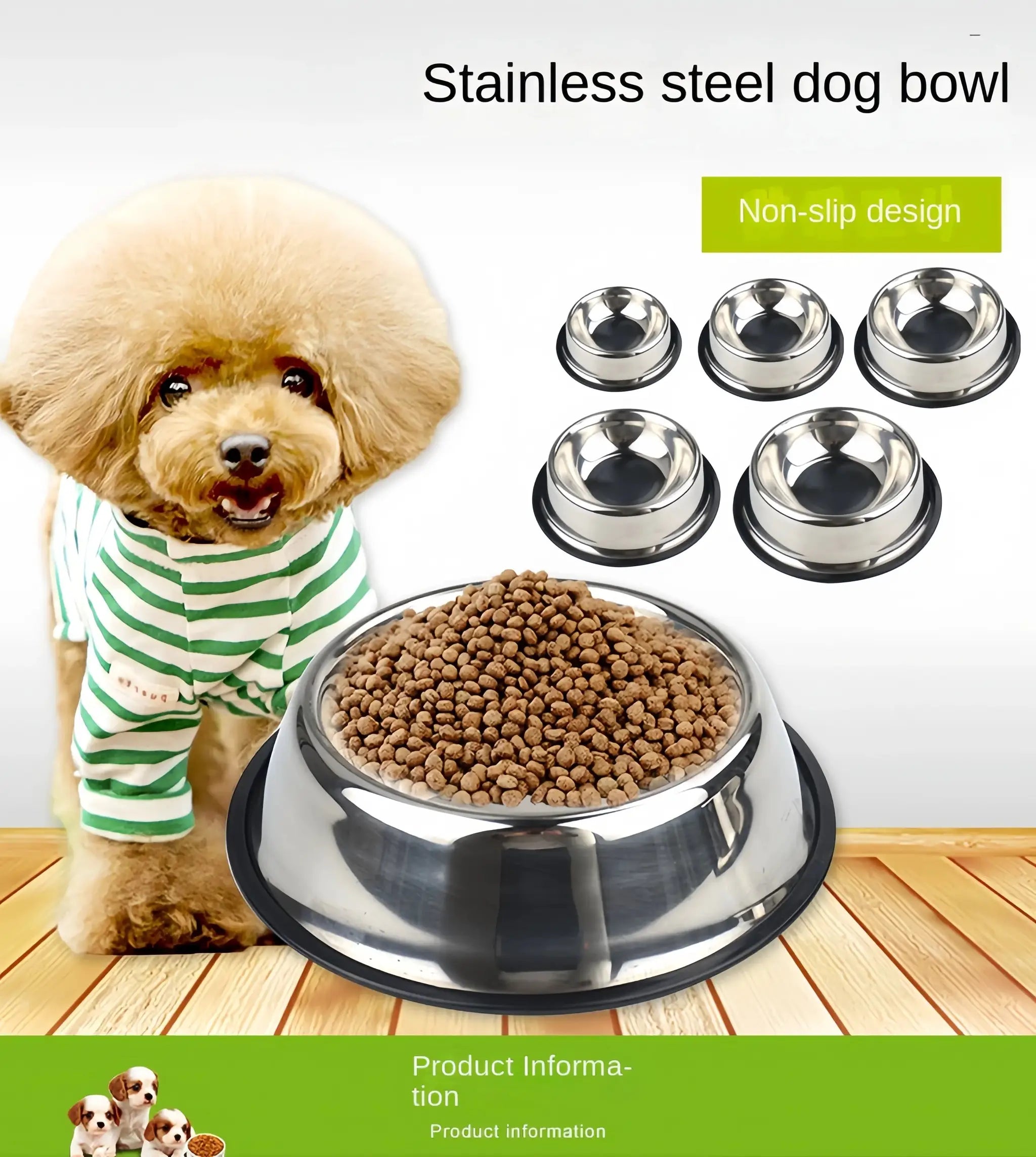 Stainless Steel Dog And Cat Drinking Bowl Pet Feeding Bowl Durable Easy To Clean 6 Sizes