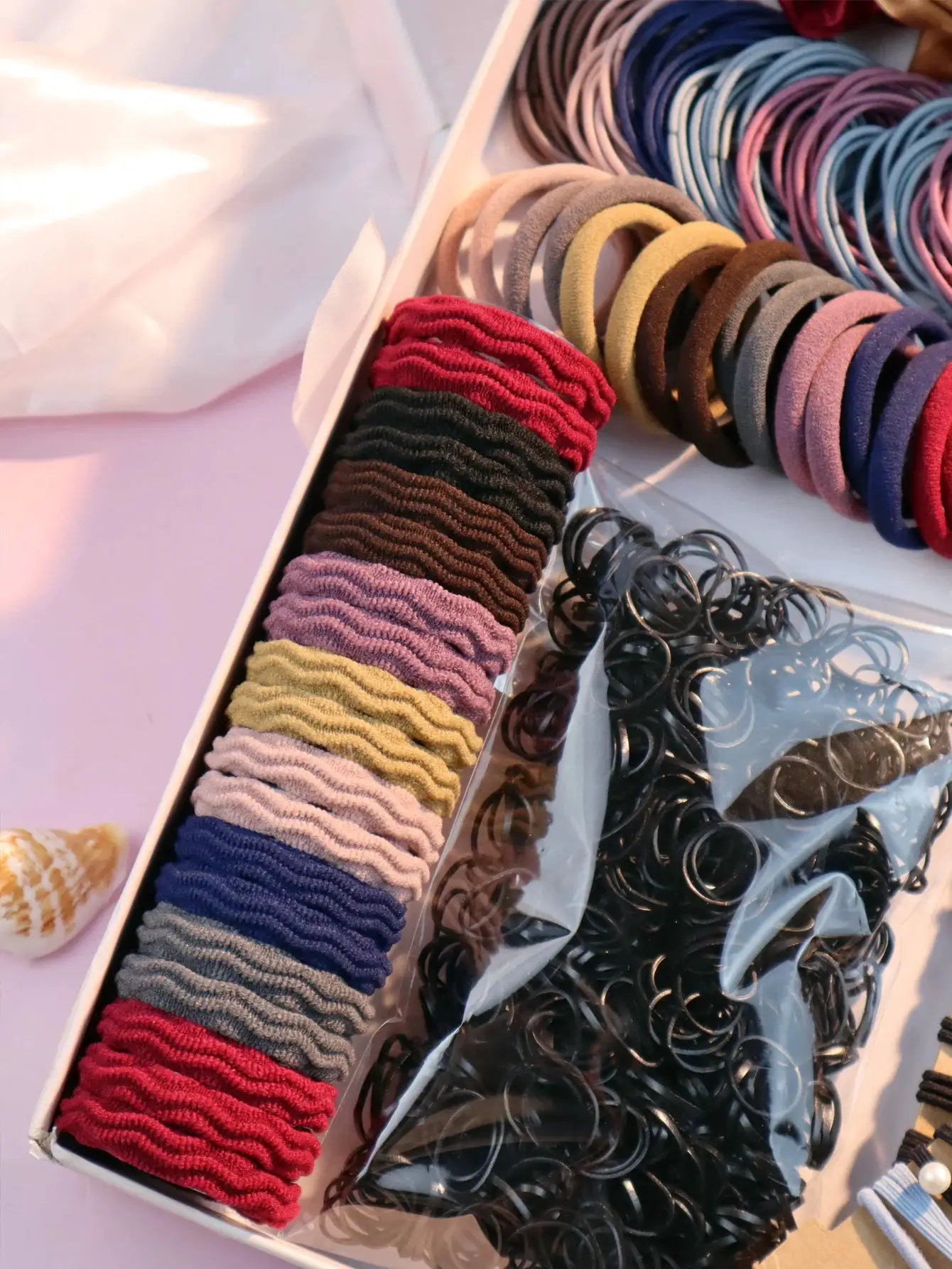 Hair scrunchies and hair ties set by Simples Market, 1085pcs in velvet, assorted colors