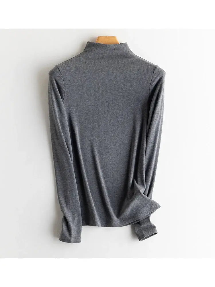 SuyaDream Women Silk Viscose Thermal Base Layer Top With Turtleneck For Warmth And Style