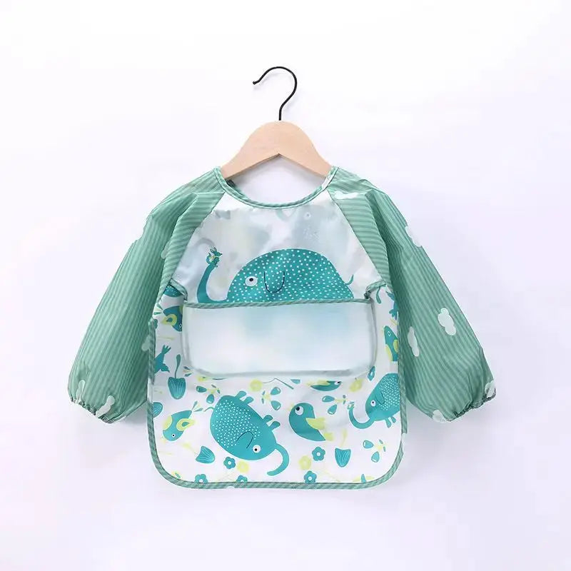 Waterproof EVA Full Sleeve Baby Bibs For Kids Long Sleeve Feeding Smock Apron Eating Breastplate Infant Clothing